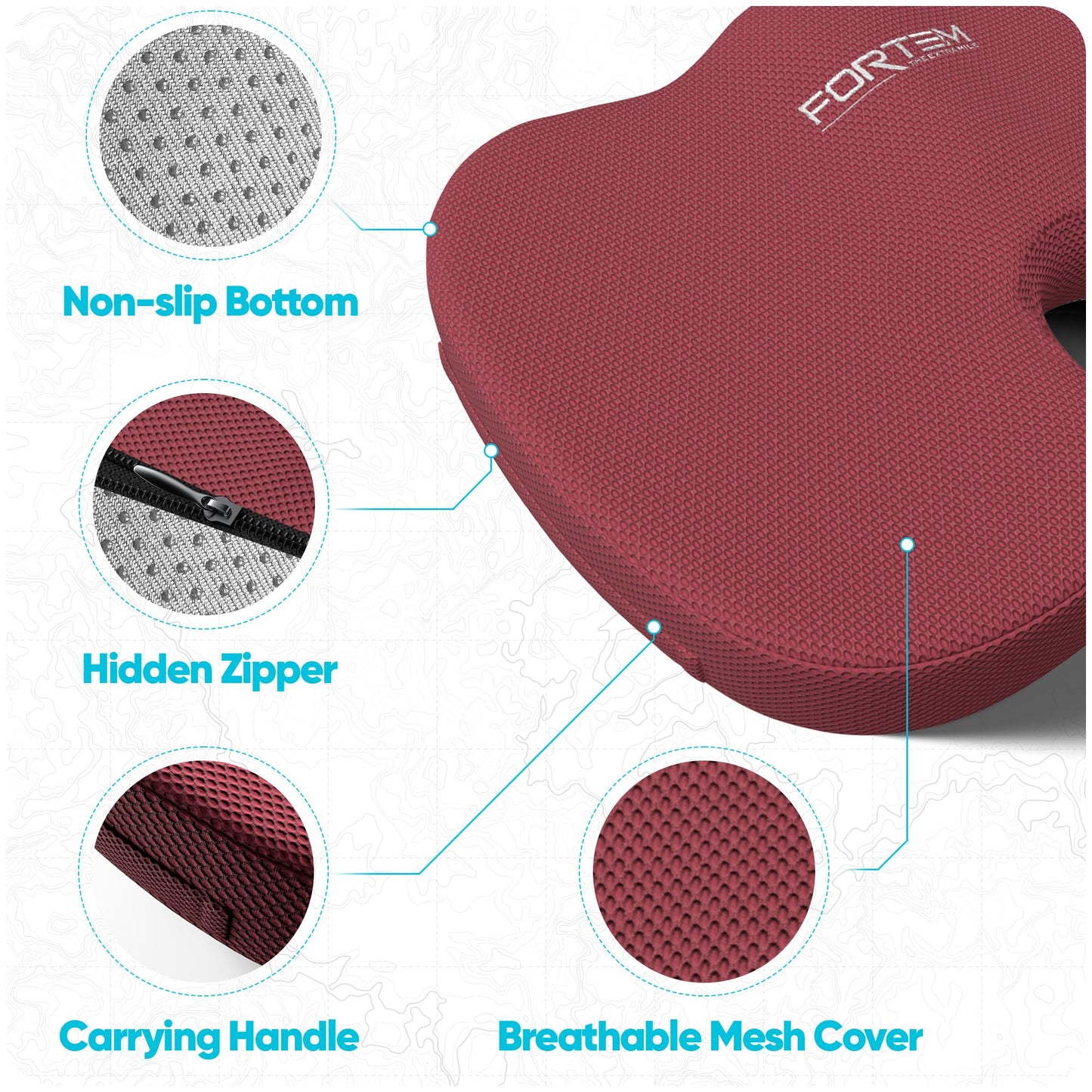FORTEM Seat Cushion, Office Chair Cushion, Memory Foam Pillow for Sitting