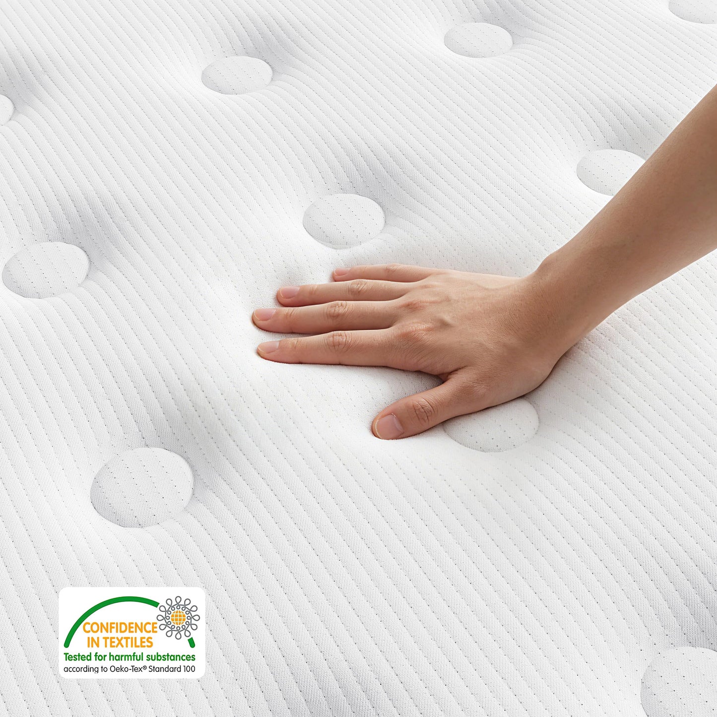 TeQsli Individually Pocket Sprung King Mattress 5FT with Soft Fabric, 9 Inch Hybrid Mattress King for Pressure & Back Pain Relief