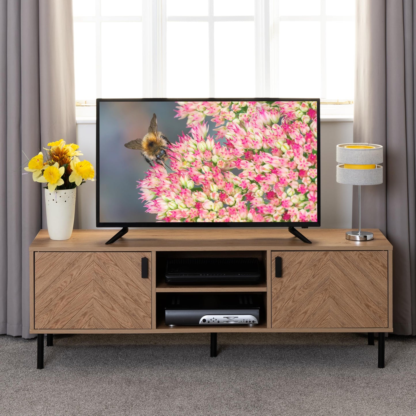 Seconique Leon 2 Door TV Unit in Medium Oak Effect