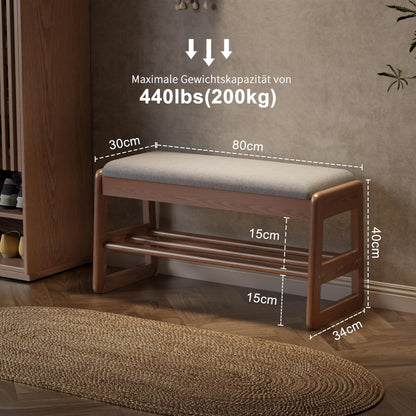 AQIMUELE Small Shoe Bench with Cushion, Shoe Bench Storage with Seat, Wooden Shoe Rack 2-Tier, Hidden Flip-Top Seat, for Hallway, Entryway