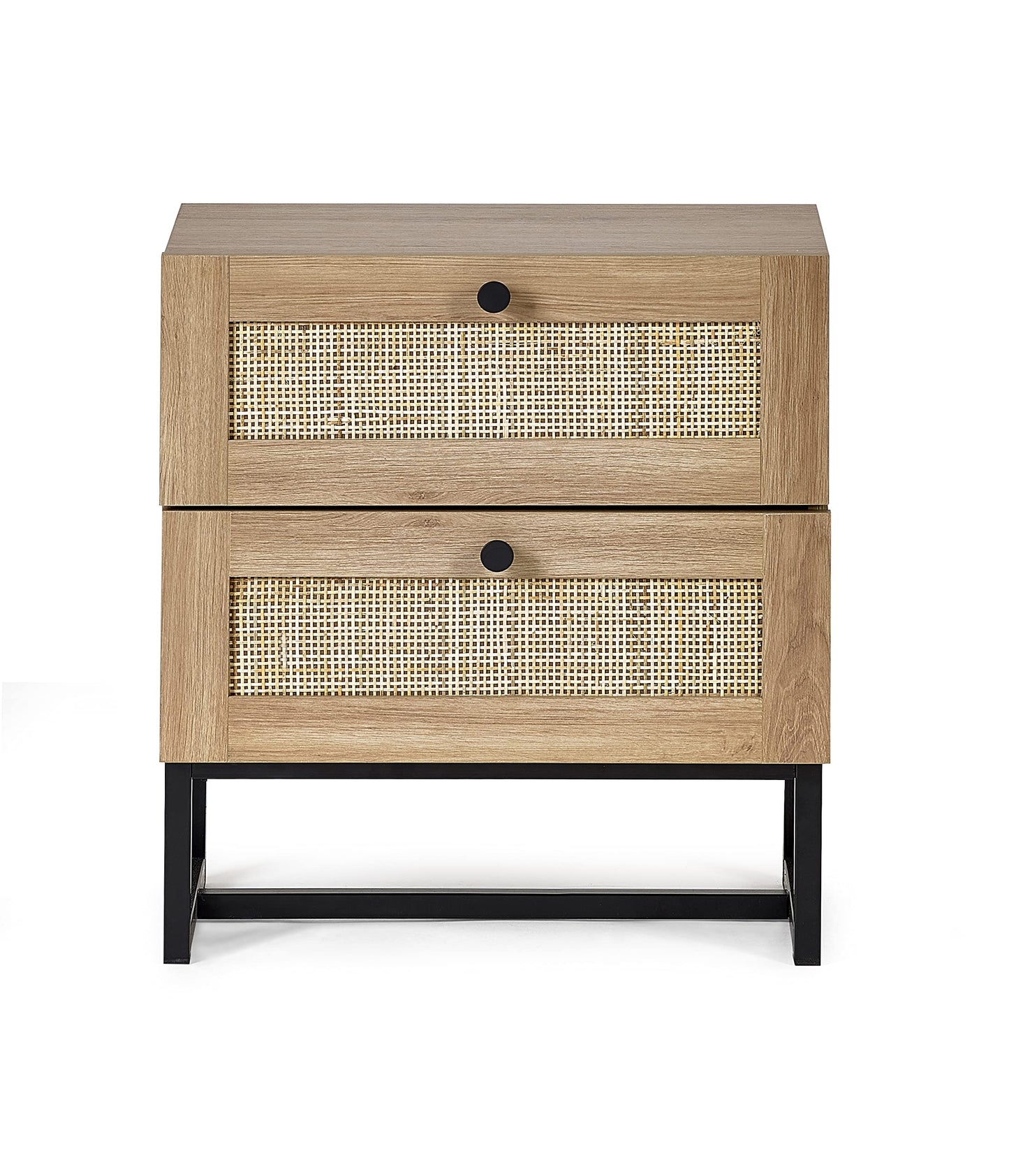 Julian Bowen Padstow Bedside Table, 2 Drawer, Oak - H55 x W50 x D30cm