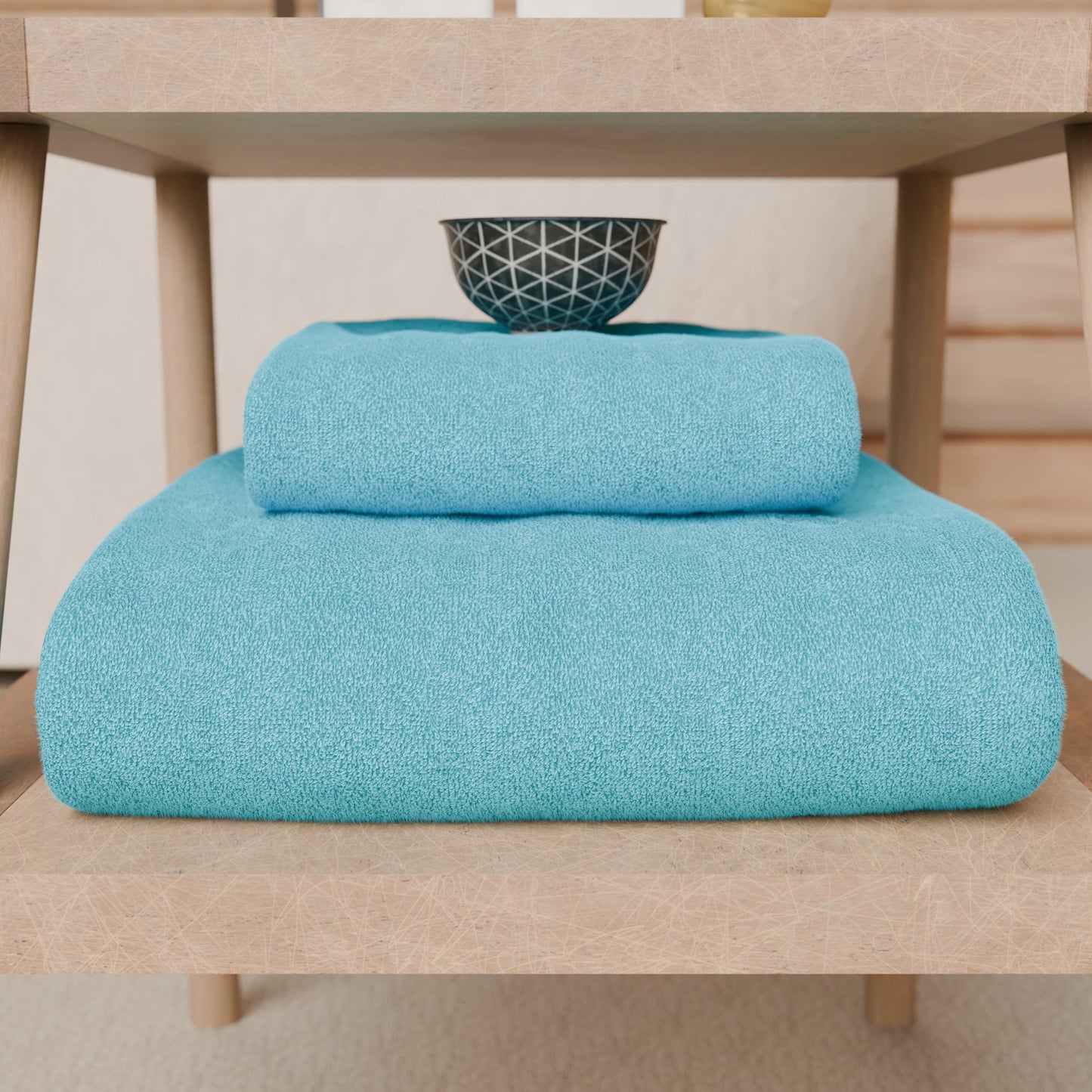 PETTI Artigiani Italiani - 100% Cotton Terry Bath Towels, 2+2 Towel Set, 4 Pieces 2 Face Towels and 2 Hand Towels, Turquoise Towels
