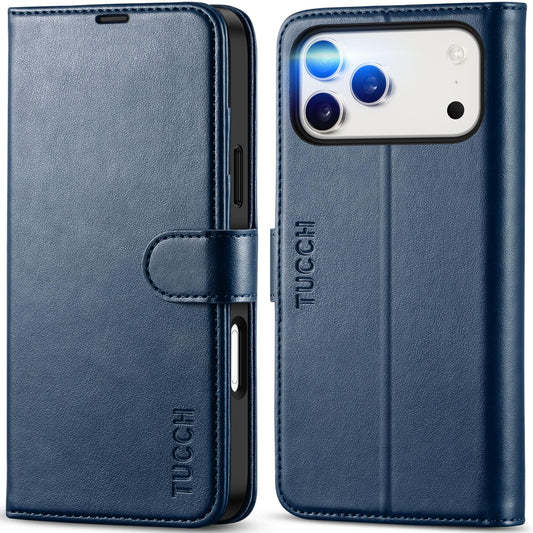 TUCCH Wallet Case for iPhone 17 Pro Max (6.9") 2025 | RFID Blocking 4 Card Slots | Viewing Stand | Magnetic Closure | PU Leather | Shockproof TPU |