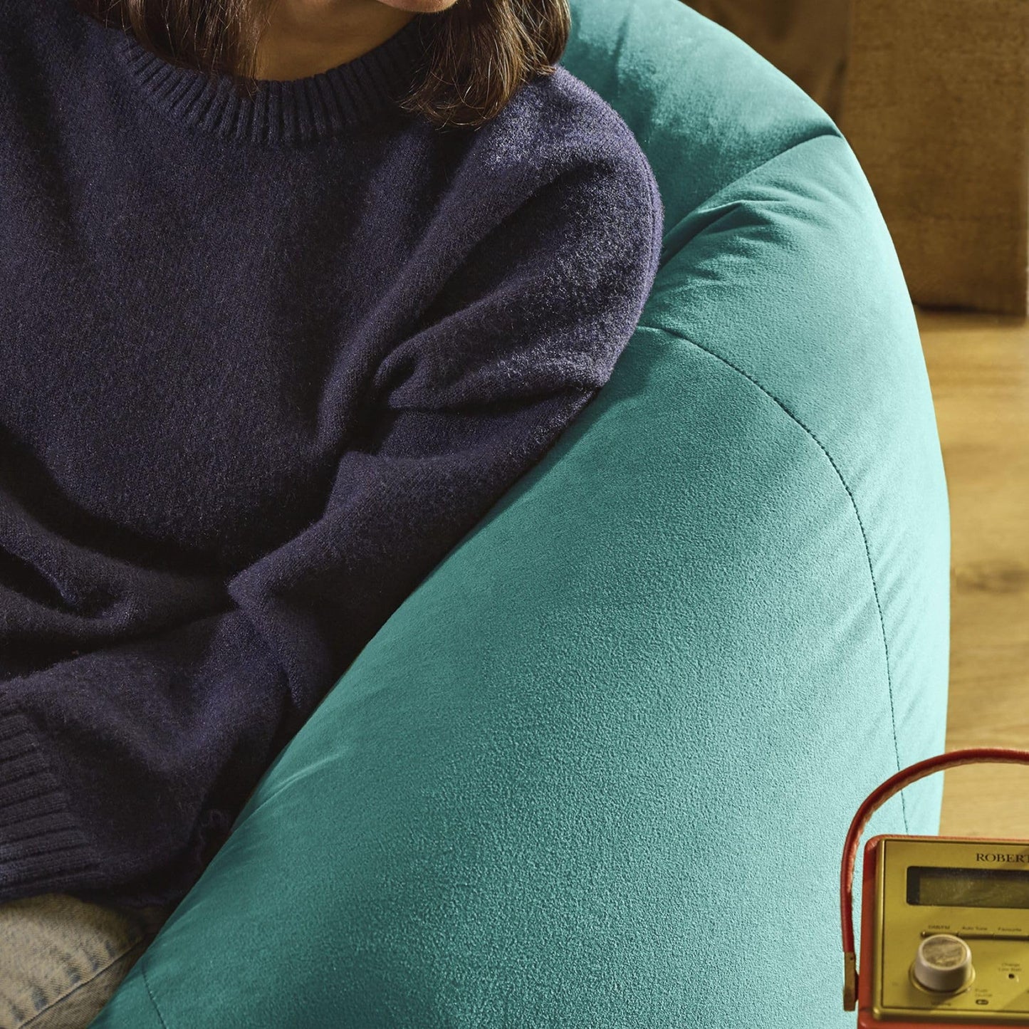 icon Kingston Velvet Bean Bag with Filling Included, Teal