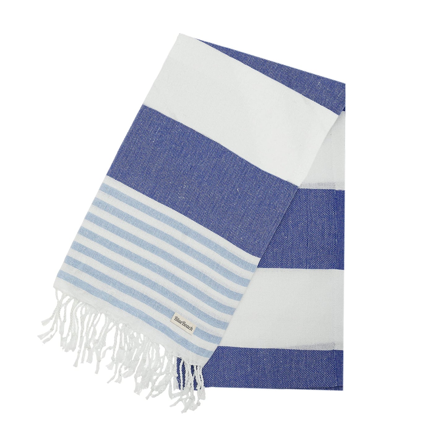 Blue Beach Turkish Towel - 100x180cm Large Turkish Hammam Peshtemal Towel - Super Absorbent, Quick Dry, Lightweight, Compact Towels for Swimming