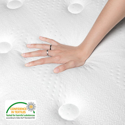 TeQsli Individually Pocket Sprung Single Mattress 3FT with Soft Fabric, 10.6 Inch Hybrid Mattress Single for Pressure & Back Pain Relief