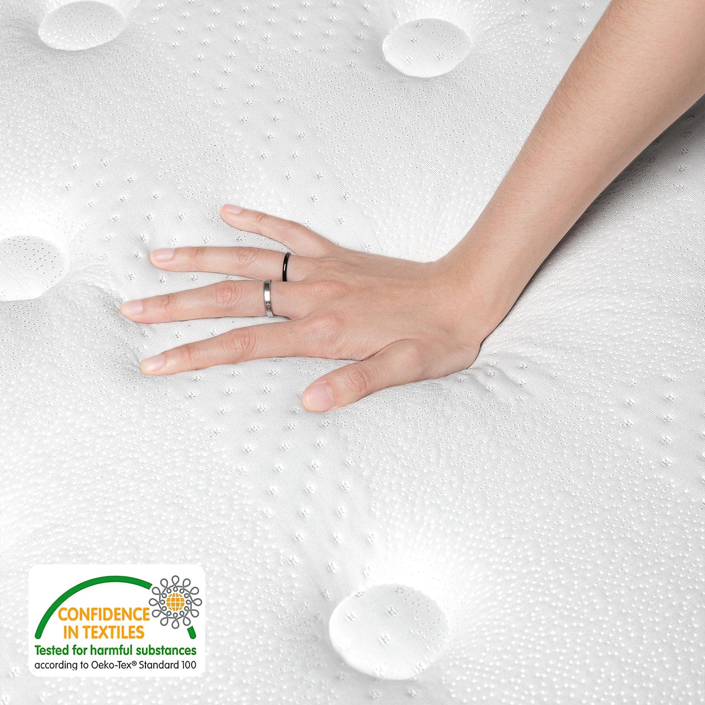 TeQsli Individually Pocket Sprung Double Mattress 4FT6 with Soft Fabric, 10 Inch Hybrid Mattress Double for Pressure & Back Pain Relief