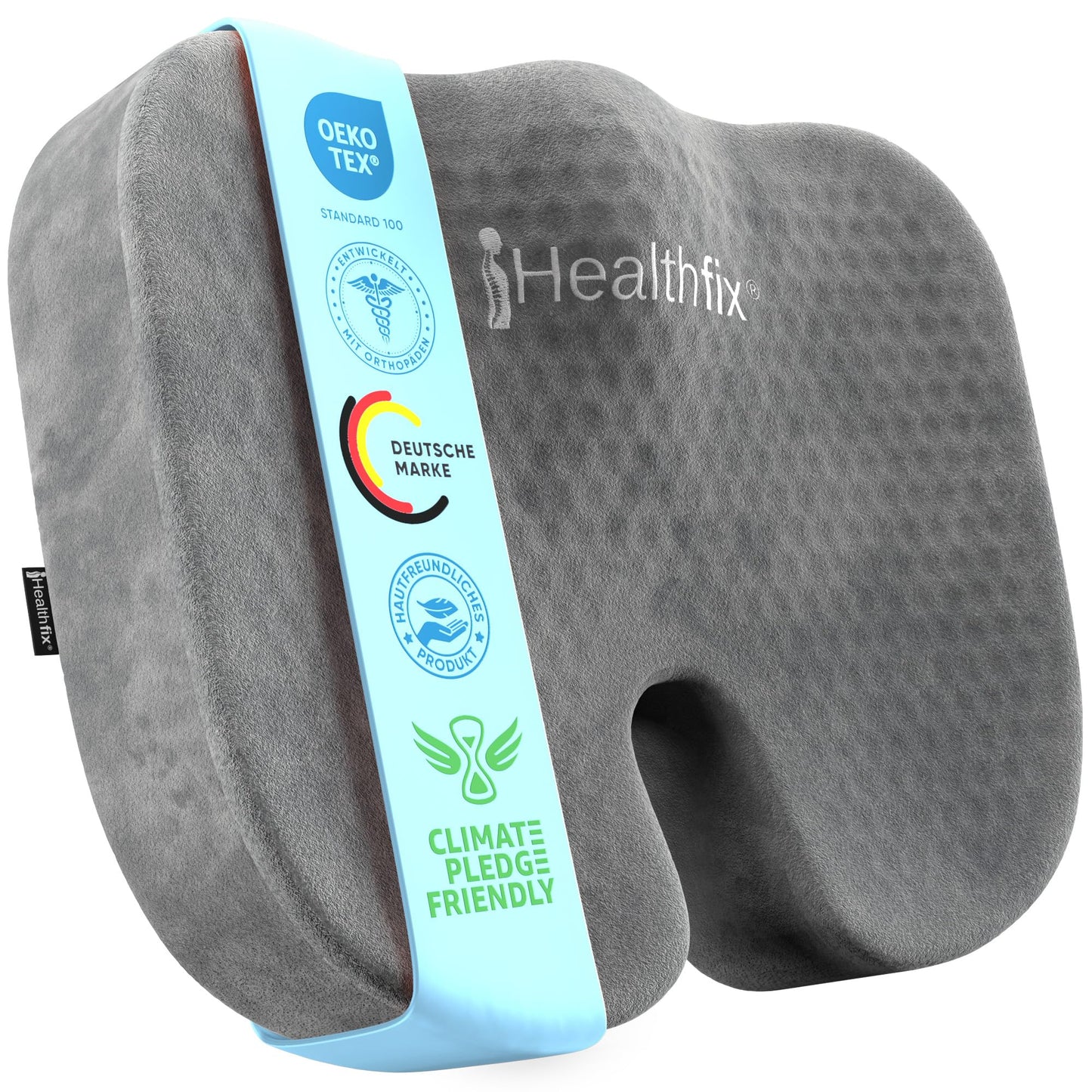 Healthfix Orthopedic Seat Cushion, Office Chair, Coccyx Relief with Honeycomb Layer and Velour Cover, Ergonomic Seat Cushion for Office, Car, Home