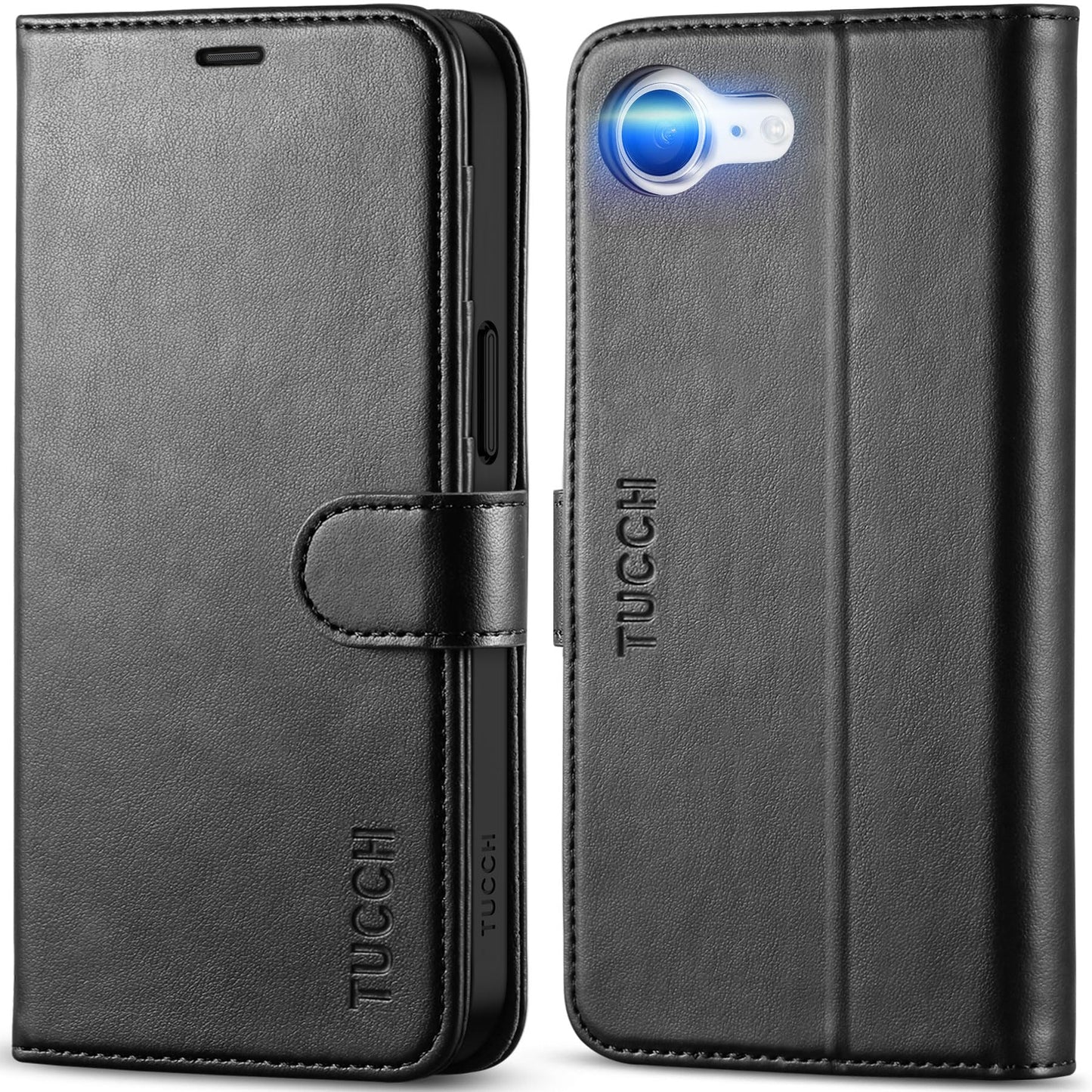TUCCH Case for iPhone 16e 2025 (6.1") 5G, PU Leather Wallet Magnetic Protective Flip Folio Foldable Stand Cover with[RFID Blocking] Card