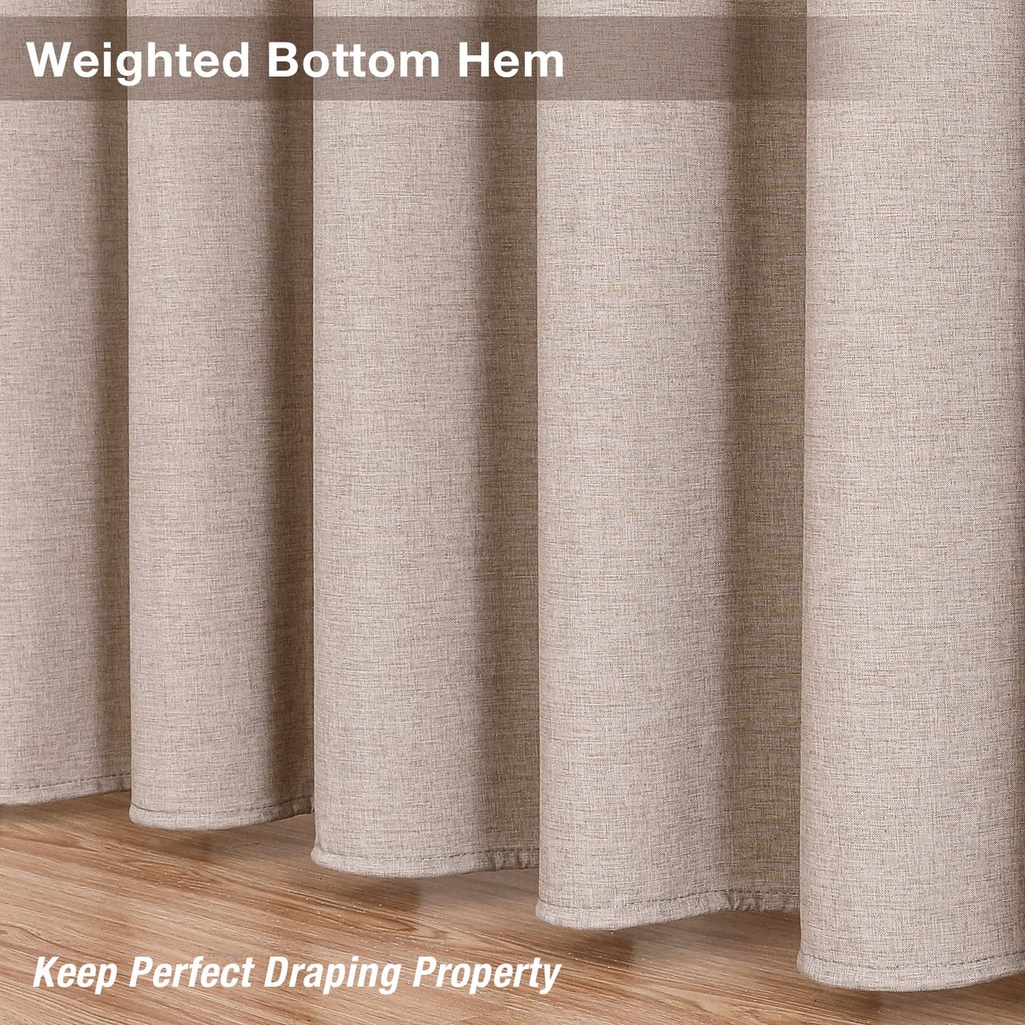 Krismile Linen Eyelet Shower Curtains Mildew Resistant Waterproof Washable, Weighted Hem Bathroom Shower Curtain with 12 White Bath curtain Hooks