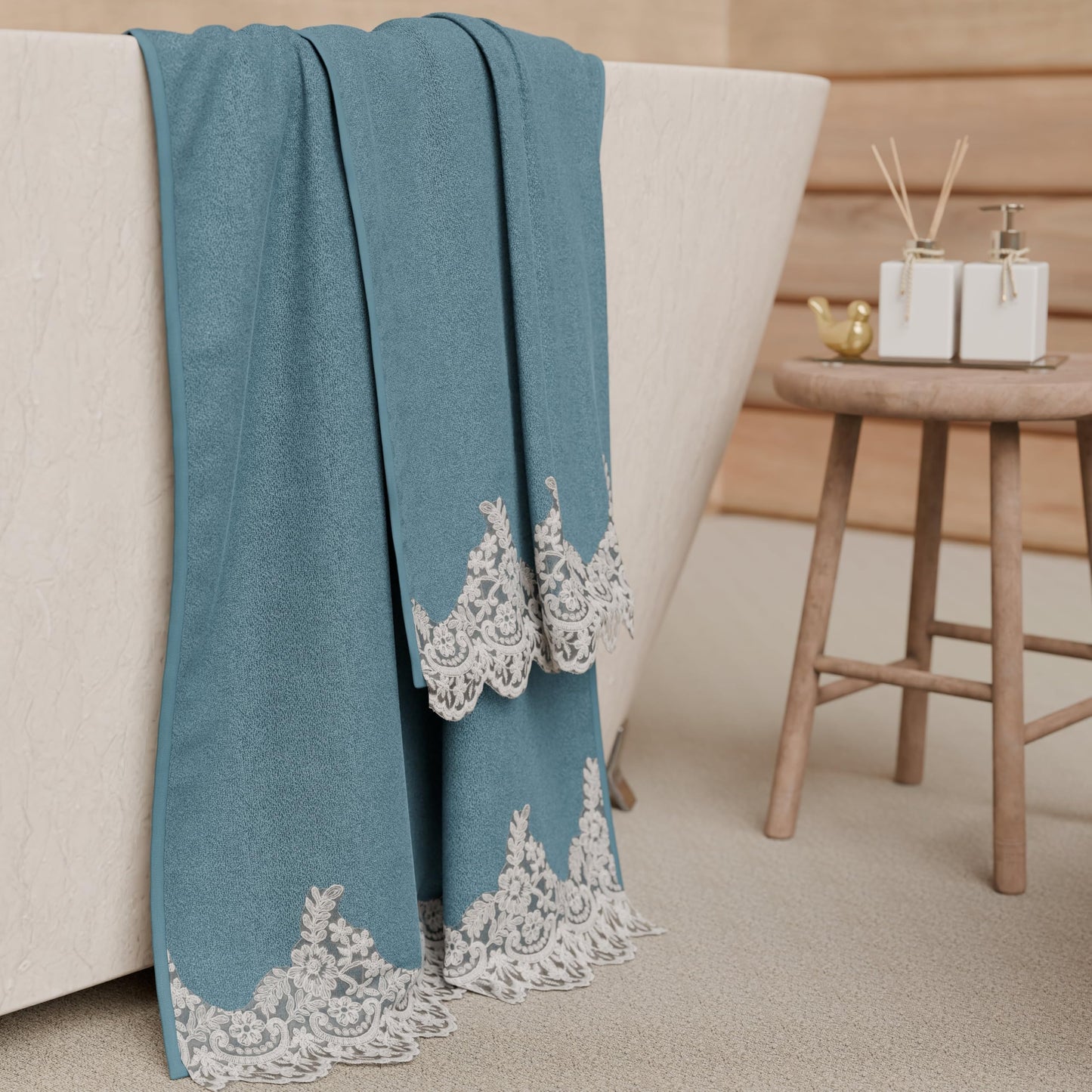 PETTI Artigiani Italiani - Bath Towels in 100% Cotton Terry Towel, 1+1 Towel Set, 2 Pieces 1 Face Towel and 1 Hand Towel, Avion