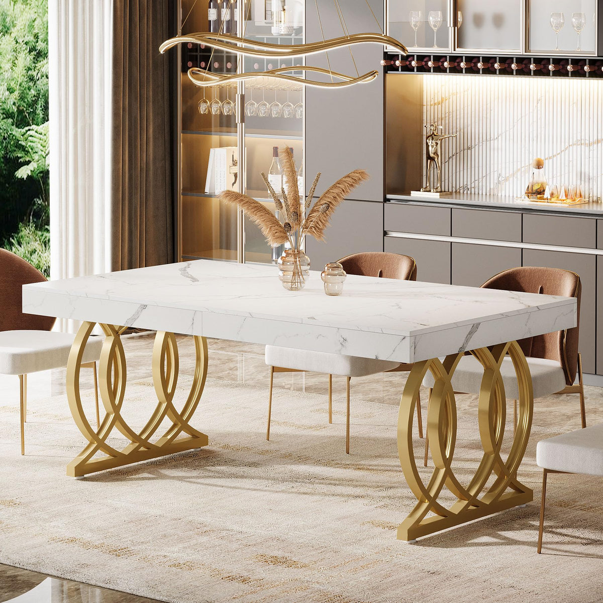 Tribesigns 63-Inch Rectangle Dining Table for 4-6, Modern Kitchen Table