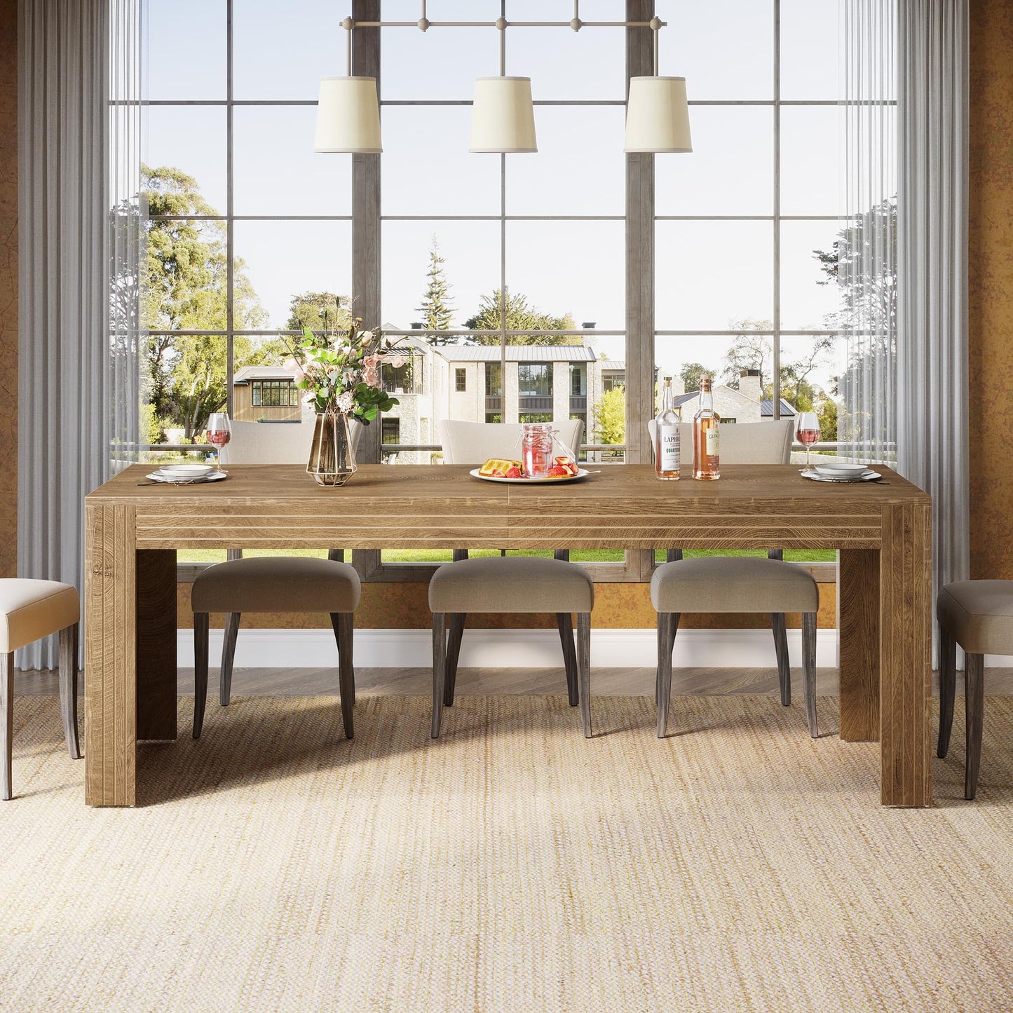 Tribesigns 78.7-inch Large Dining Table for 6-8, Rectangular Kitchen Table with Heavy Duty Pedestal