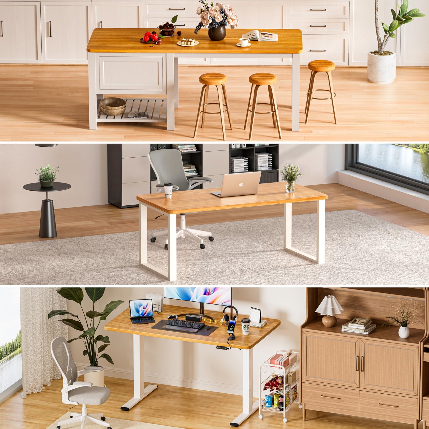BIZUM Table Top 140 x 70 cm Desk Top Desktop for Height Adjustable Electric Standing Desk, Dining Tables and More DIY - 25 mm Sturdy Durable (Maple)