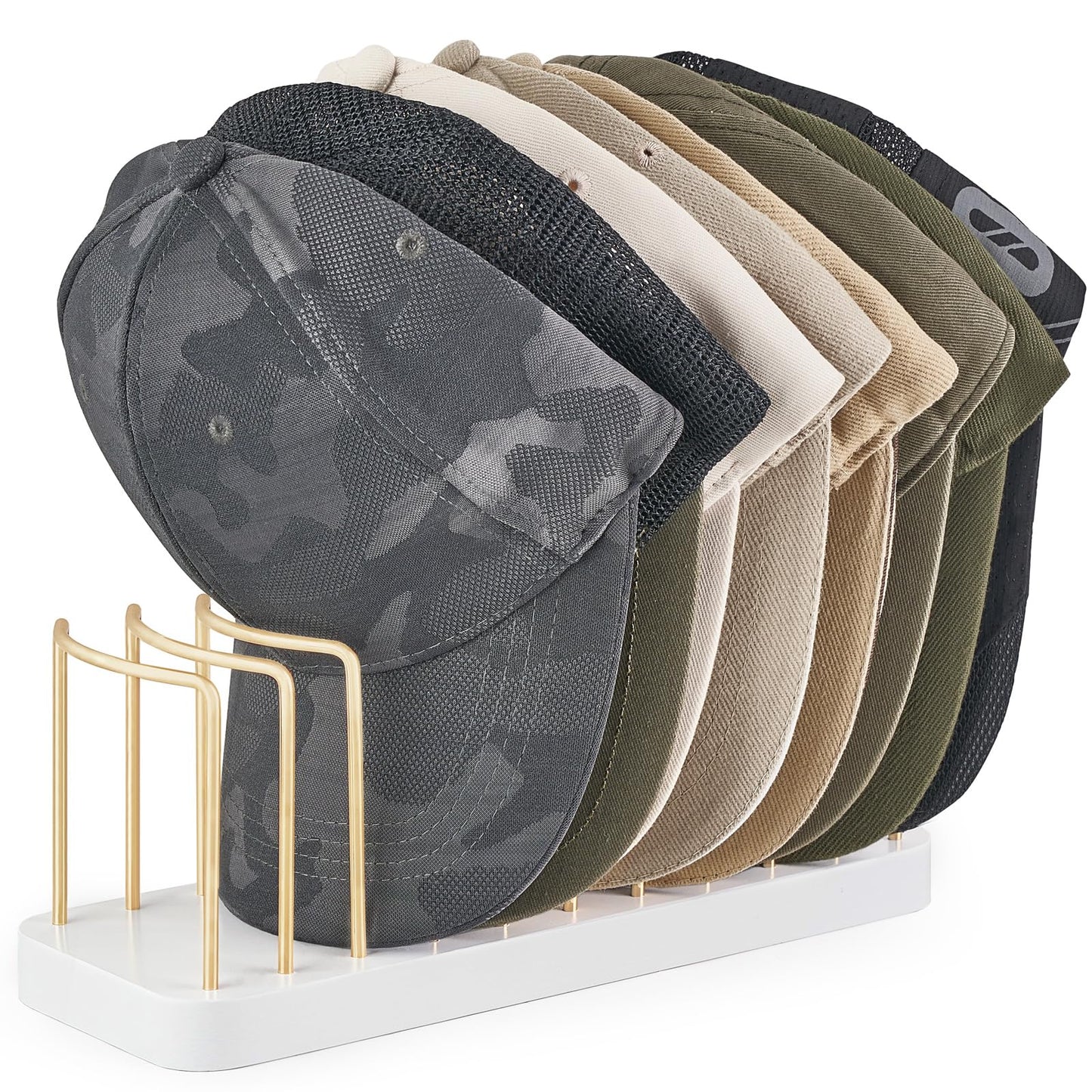 Mkono Hat Organizer for Baseball Caps, Hat Holder for 10 Baseball Caps, Tabletop Hat Rack Stand Hat Storage Display Baseball Cap Organizer for Desk