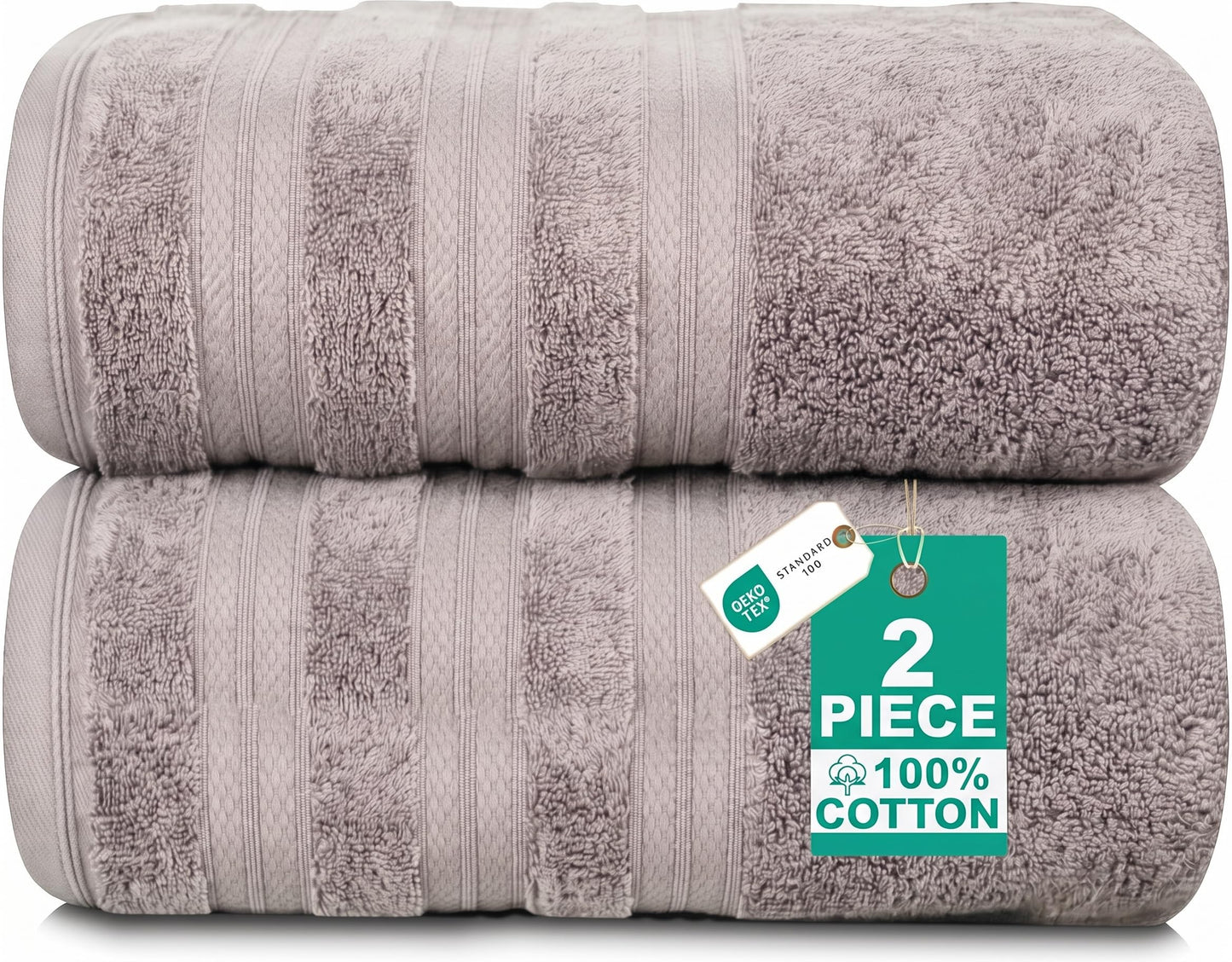 MELLUVA Bath Towels Set of 2 | 100% Turkish Cotton | 70 x 125 cm | Soft and Absorbent 600 GSM | Quick Dry Bathroom Shower Towels | Ash Grey