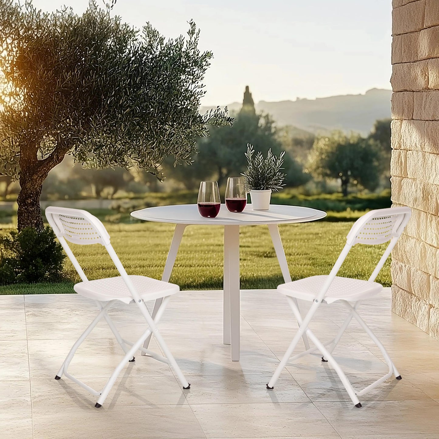hjh OFFICE folding chair with a load capacity of up to 250 kg TUDELA XXL PRO W folding camping chair, indoor and outdoor folding chair, white