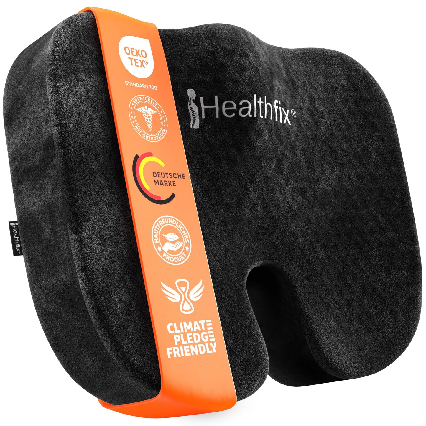 Healthfix Orthopaedic Seat Cushion, Office Chair, Coccyx Relief with Honeycomb Layer and Velour Cover, Ergonomic Seat Cushion for Office, Car, Home