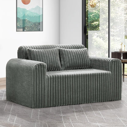Hobestluk Single Foam Sofa with Pillows Comfy Furry Couch for Small Spaces