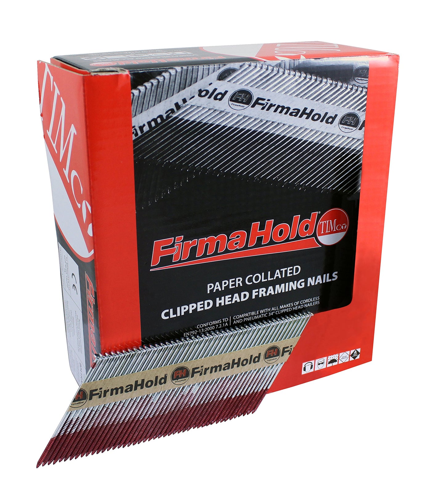 TIMCO FirmaHold Collated Clipped Head Nails - Trade Pack - Ring Shank 2.8 x 50 - Bright- 3300 Pieces
