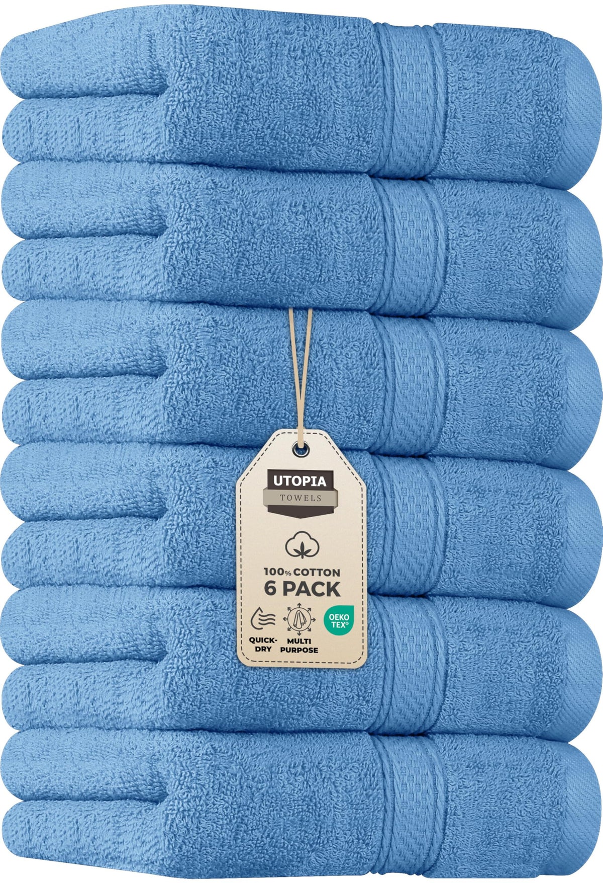 Utopia Towels - 6 Piece Towel Set 40 x 70 cm 100% Cotton Ring Spun Super Soft and Highly Absorbent 600gsm for Bathroom, Gym, Shower, Hotel & Spa