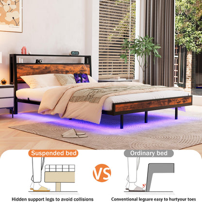 JELUTE Floating Bed Frame King Size, Black
