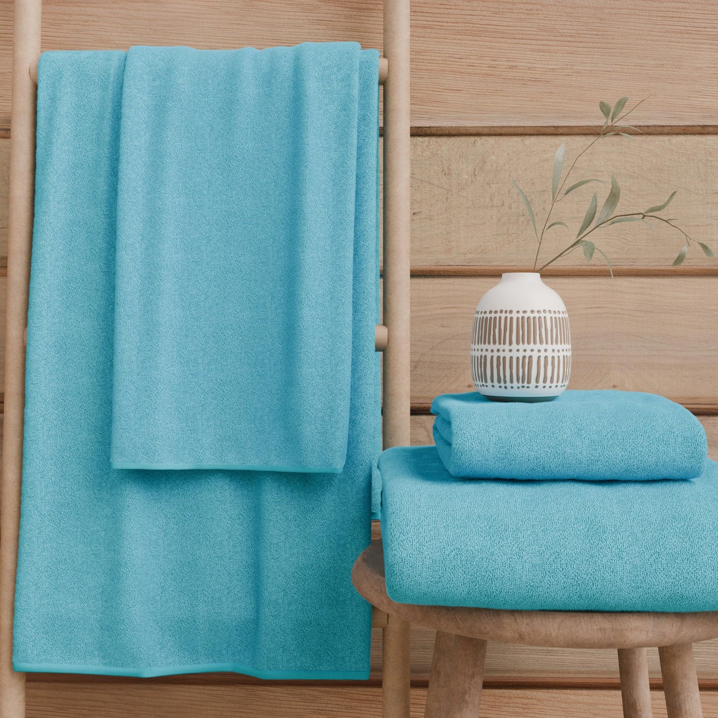 PETTI Artigiani Italiani - 100% Cotton Terry Bath Towels, 2+2 Towel Set, 4 Pieces 2 Face Towels and 2 Hand Towels, Turquoise Towels