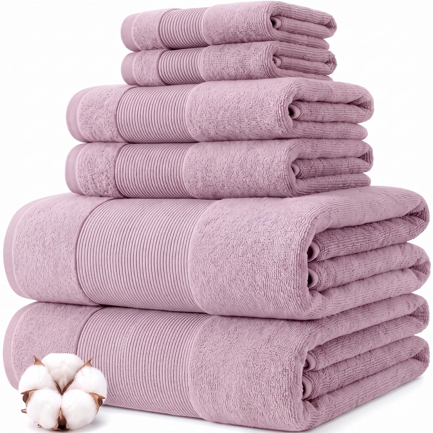 Modern Threads Amrapur Overseas Air Cloud 6-Piece 100% Zero-Twist Cotton Towel Set - Bath Towels, Hand Towels, & Washcloths