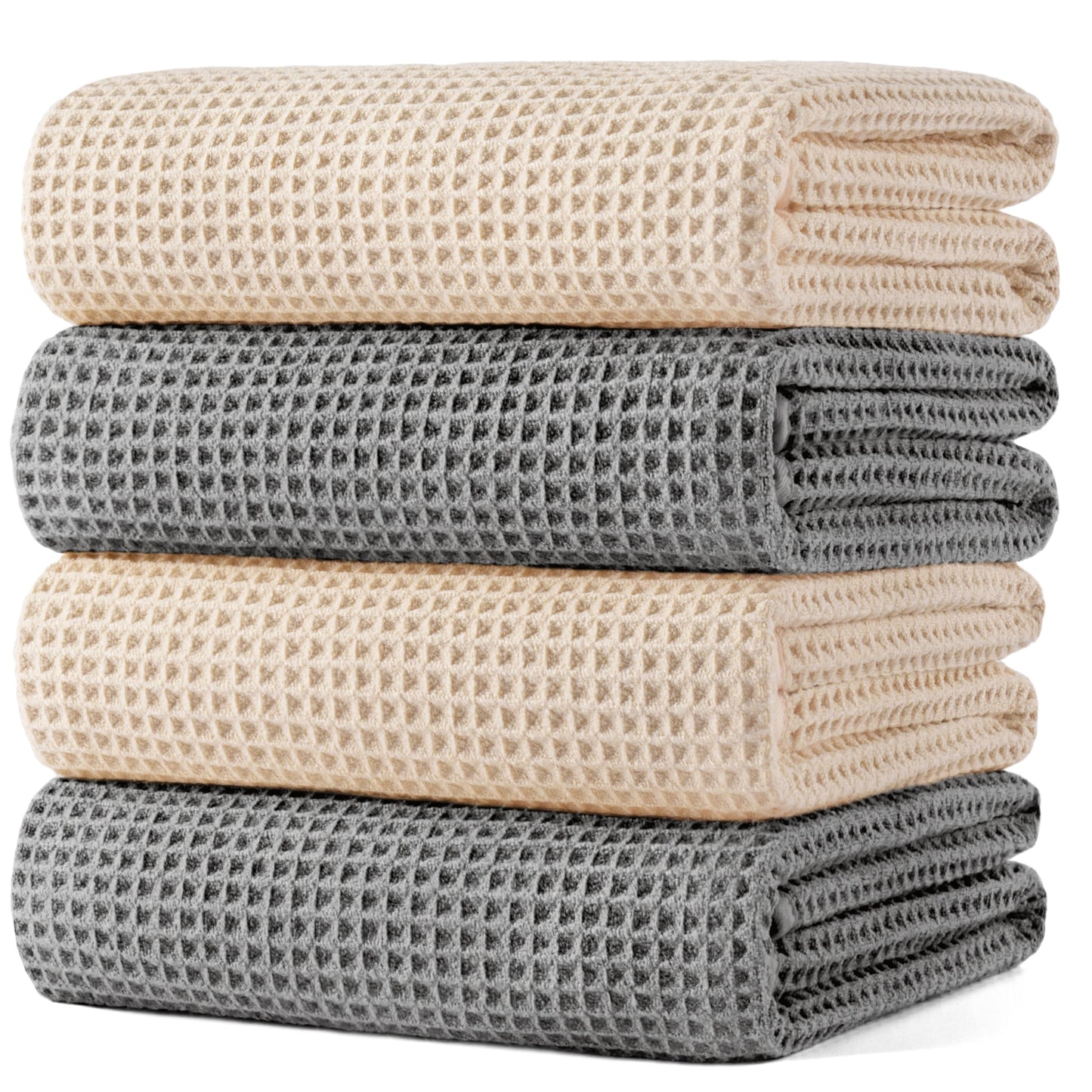 POLYTE 430 GSM Microfibre Quick Dry Waffle Bath Towel, 76.2x152.4 cm