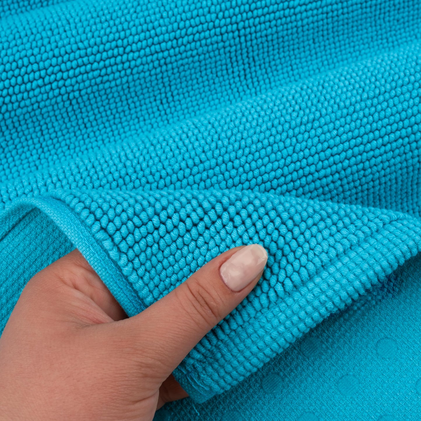 Hammetex Non-Slip Bath Mat, 43 x 64 cm, 100% Cotton, 1200 GSM, Washable, Absorbent, Quick Dry, OEKO-TEX Certified, Turquoise