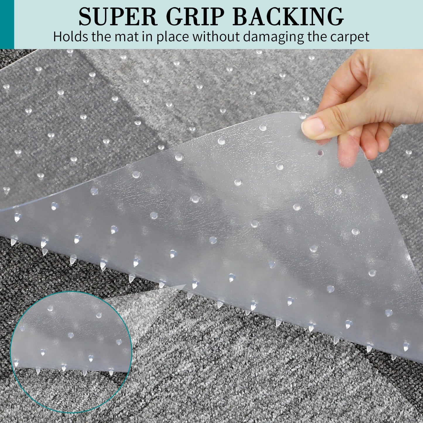 BesWin Office Chair Mat for Carpet, 76.2 x 122cm Transparent Plastic Carpet Protector for Low Pile Carpets