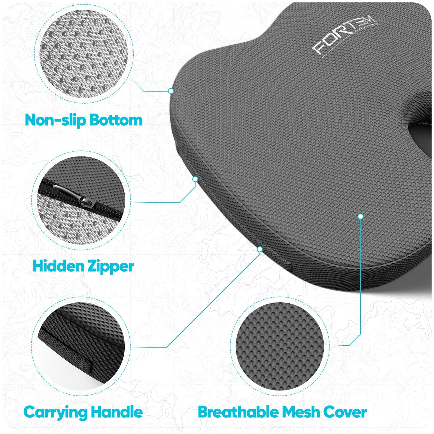 FORTEM Seat Cushion & Lumbar Support for Office Chair, Car Seat Combo