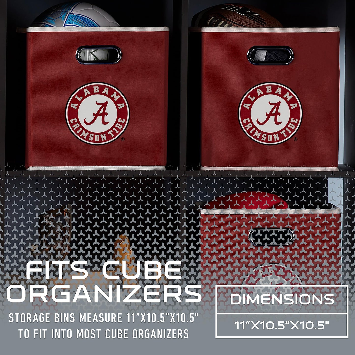 Franklin Sports NCAA Alabama Crimson Tide Collapsible Storage Bin - Made to Fit Storage Bin Shelf Organizers - 10.5" x 10.5"