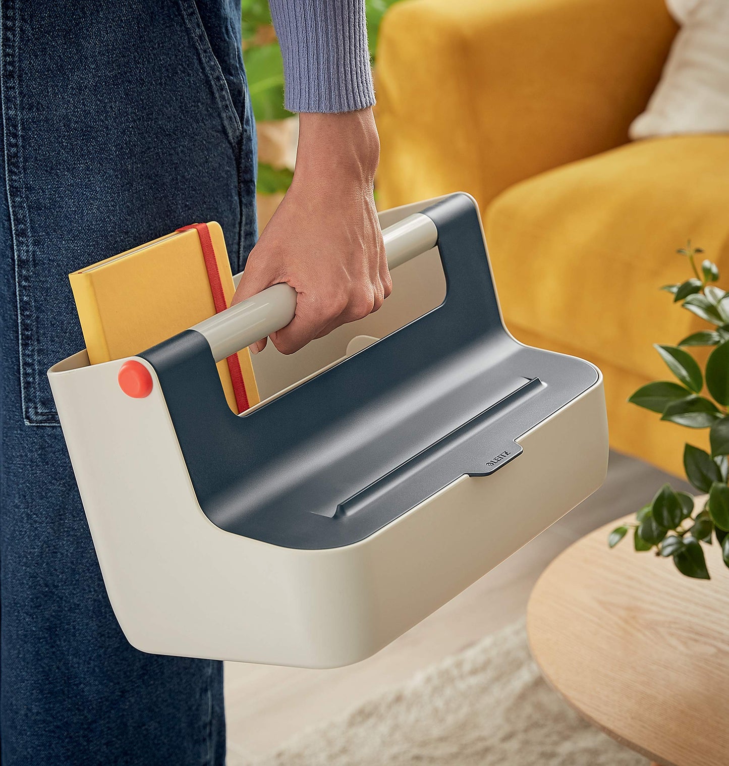Leitz Storage Carry Box, Cosy Range, Hot Desking Box, Organiser Box for Home or Office, Storage Box with Handle, Smart Compartments for Organisation