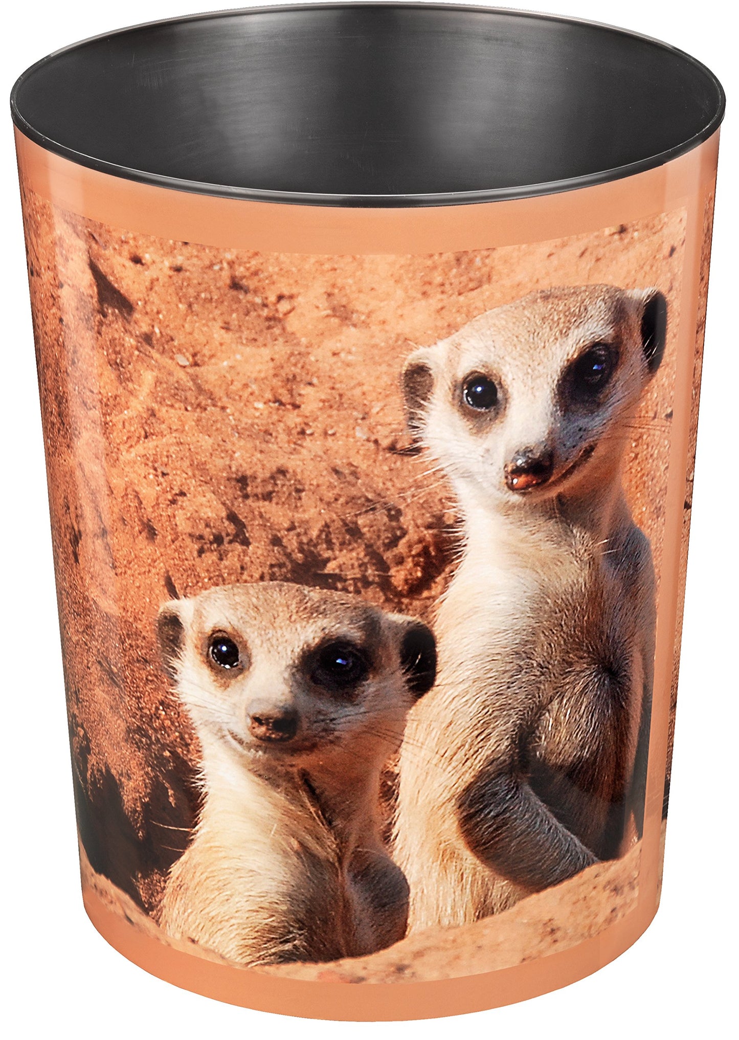 Läufer Runner trash, 13 litre trash can, Perfect for the nursery, Round, Sturdy Plastic, Meerkat