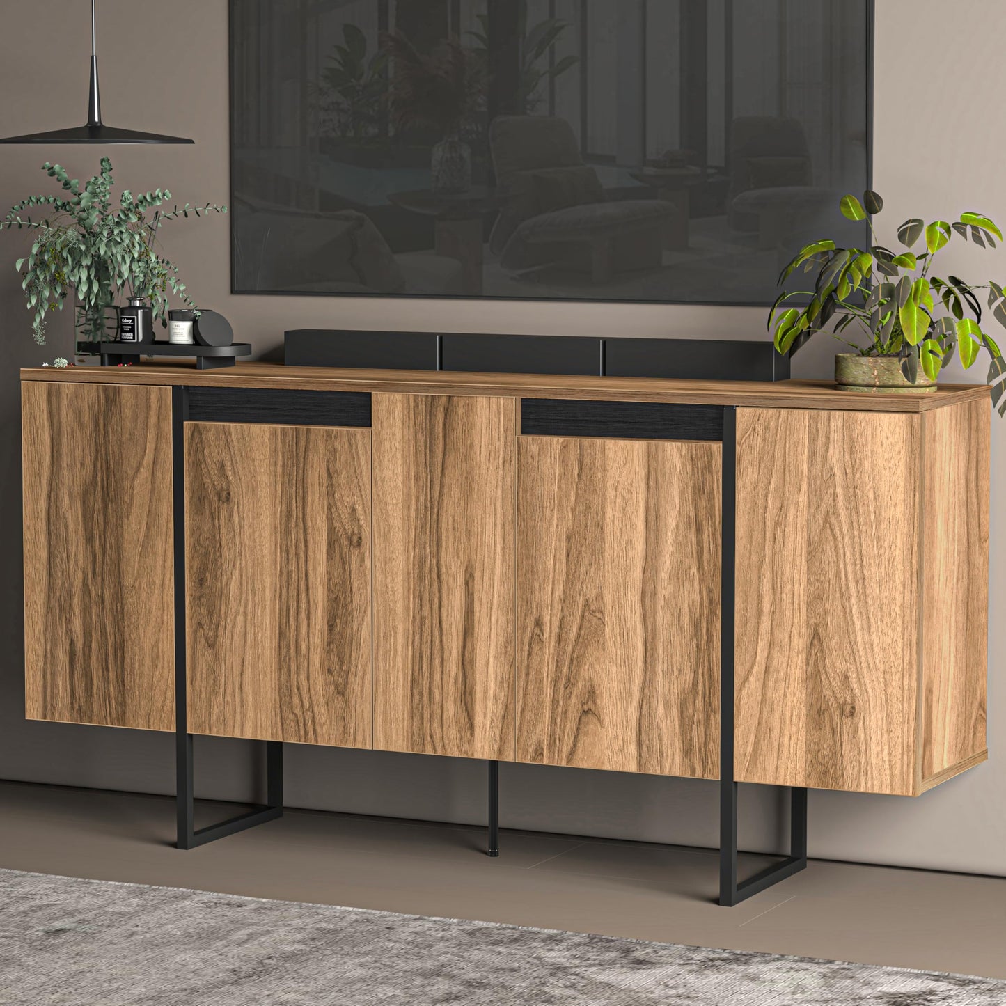 Uniqtrio TV Stand Cabinet | Walnut TV Unit and Console Cabinet | TV Cabinet | TV Stand Unit | TV Units for Living Room