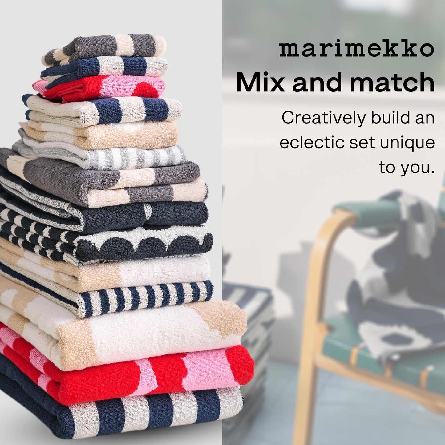 Marimekko Unikko Terry Cotton Bath Towel (Pink) – Floral Patterned Bath Towels – 59 in x 28 in