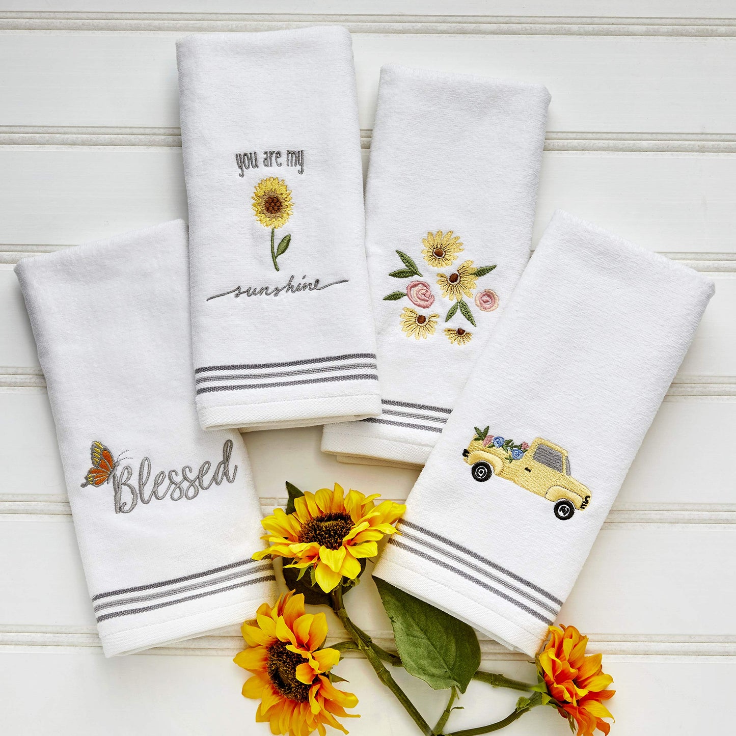 SKL Home HandTowelSet, Cotton, White, 16x25