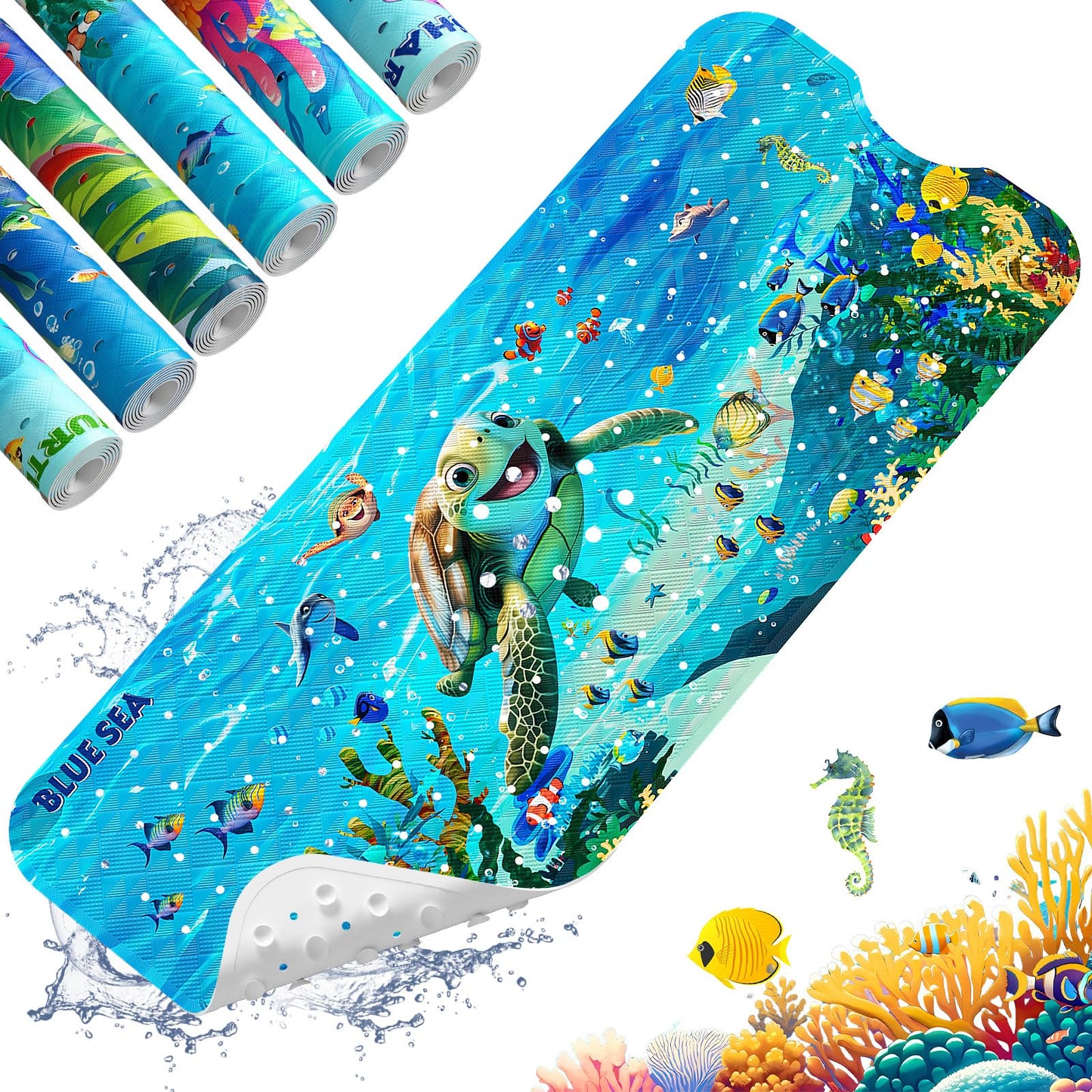 XIYUNTE Baby Bath Mats Non Slip Anti Mould - 100x40cm Extra Long Non Slip Bath Mat for Kids