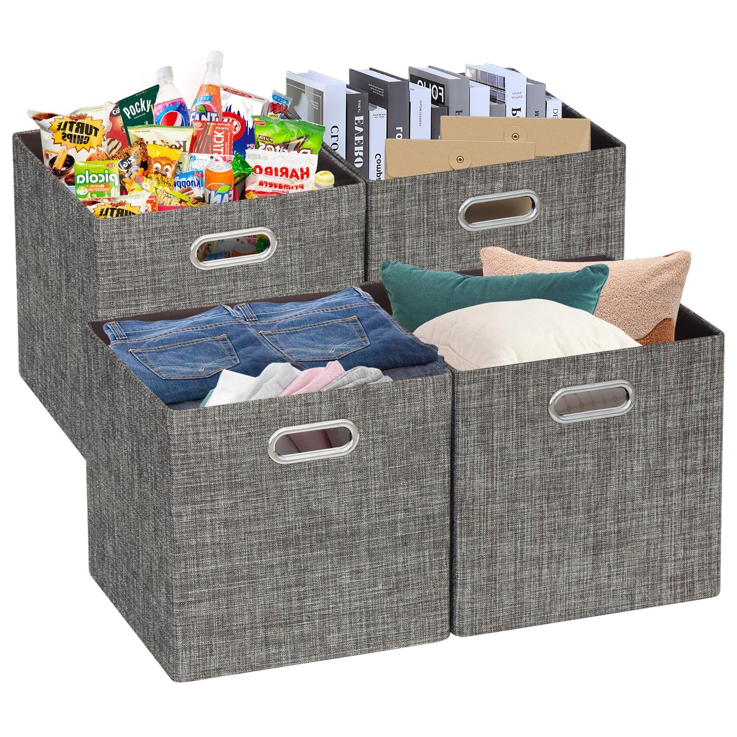 Posprica Storage Basket Bins,13×13 Foldable Storage Boxes Containers for Closet Organizer Shelf Cabinet Bookcase,Thick Fabric Drawer with