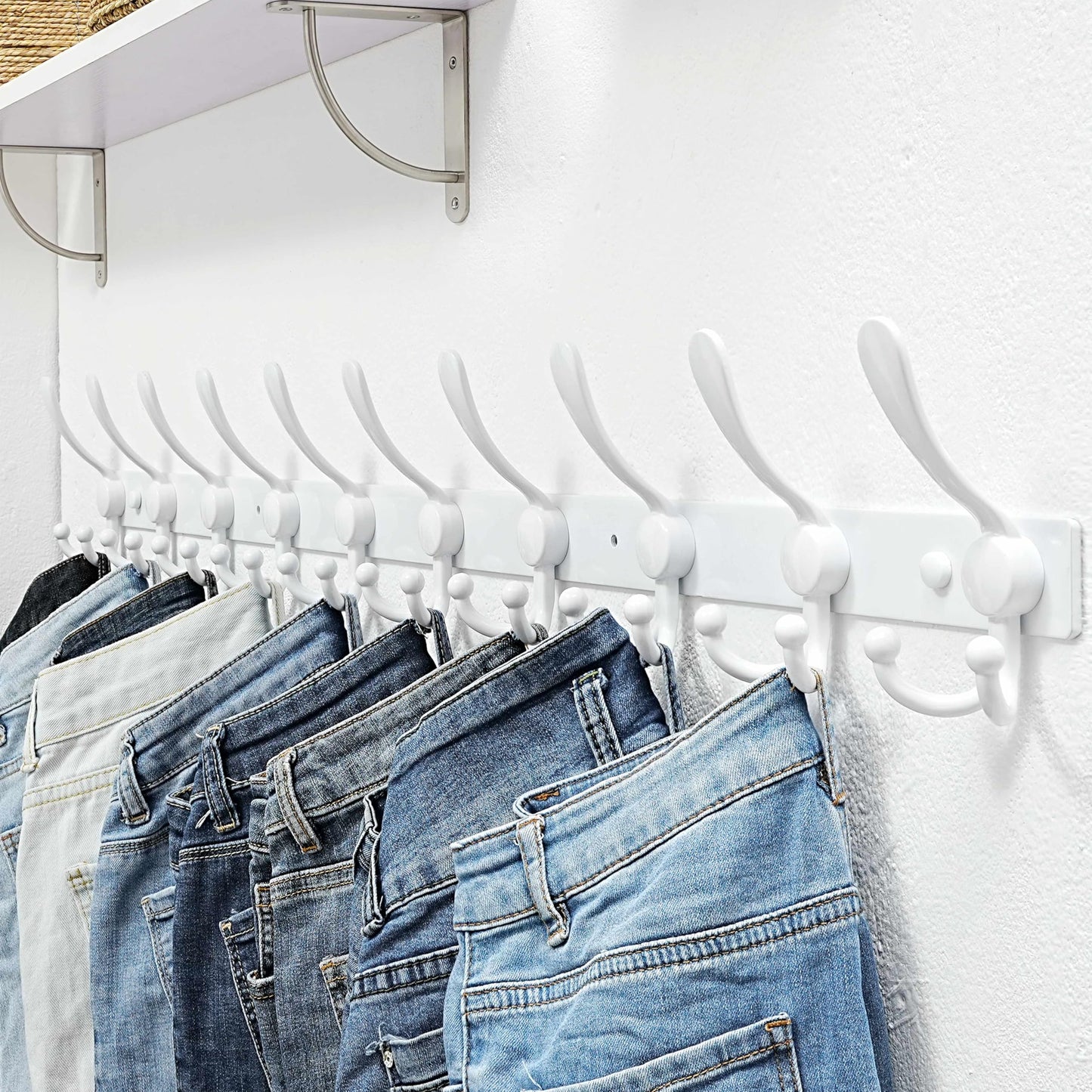 Dseap Coat Rack Wall Mount 94cm, Heavy Duty 2.5mm Base vs Flimsy 1mm, Double-Thick Solid Anti-Snap Hooks