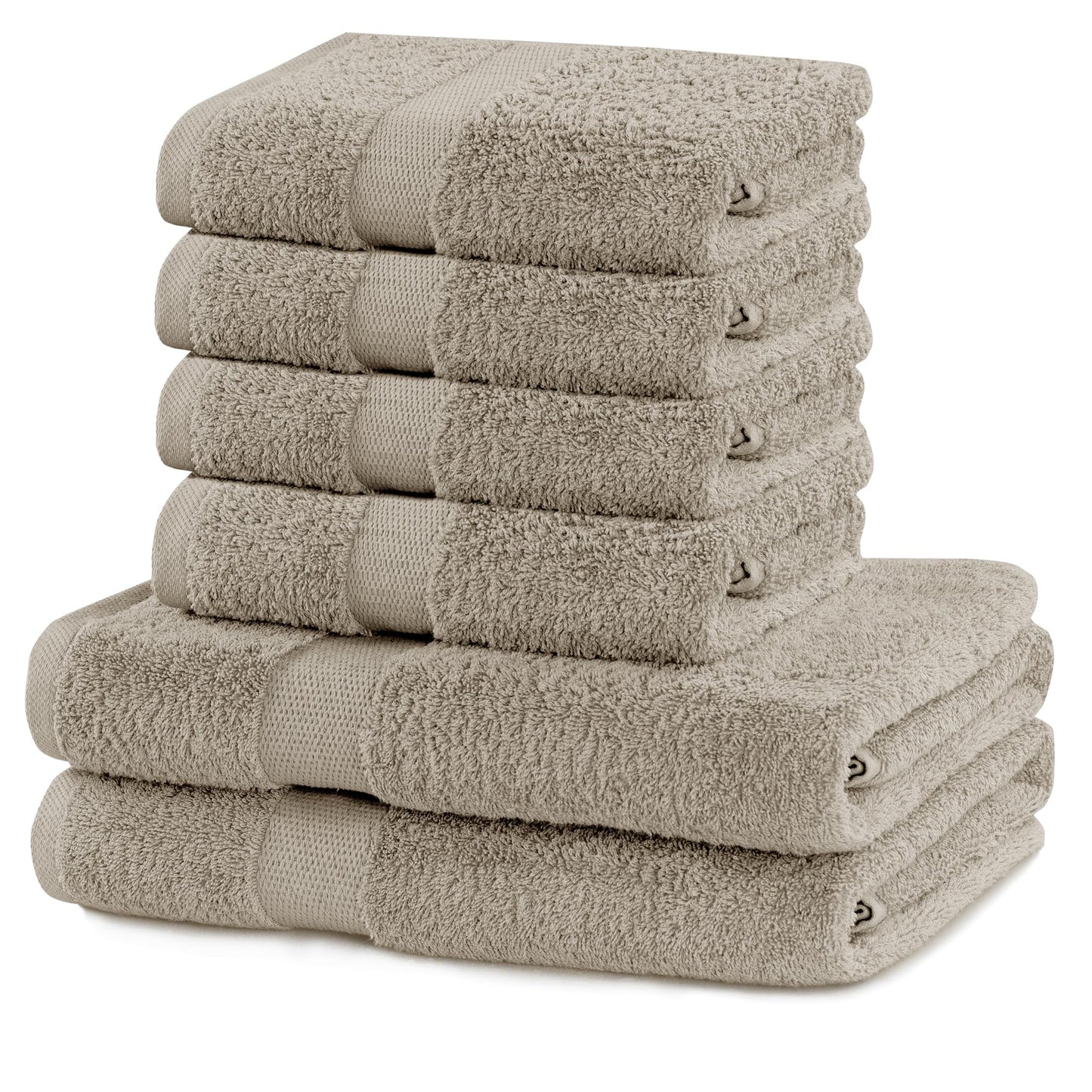 DecoKing Cotton Quality 525 g/m² Set of 4 Hand Towels 50 x 100 cm and 2 Bath Towels 70 x 140 cm Beige Absorbent Marina, Beige Marina