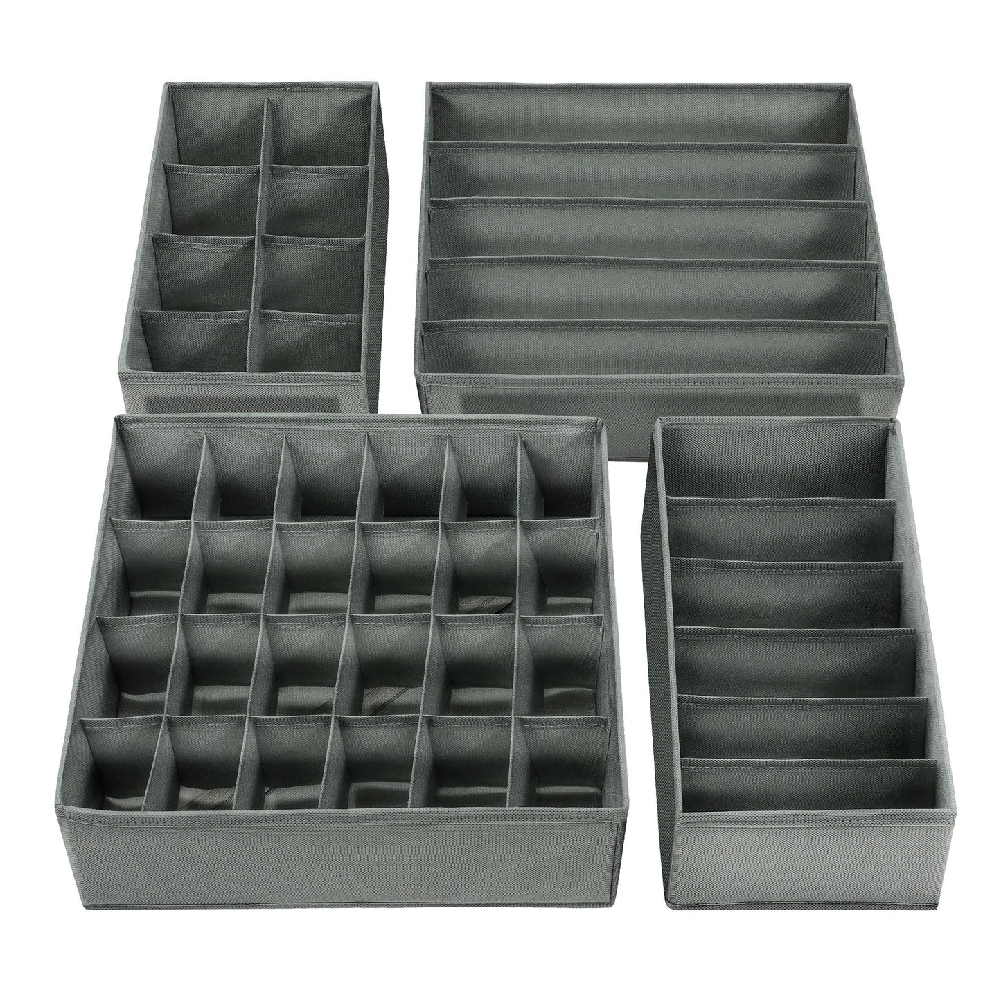 SabMak Underwear Drawer Organiser Divider – Bedroom Storage Boxes for Bras, Underwear, Socks, Ties, Baby Cloths, Wardrobe Clothes Organiser (set of 4)