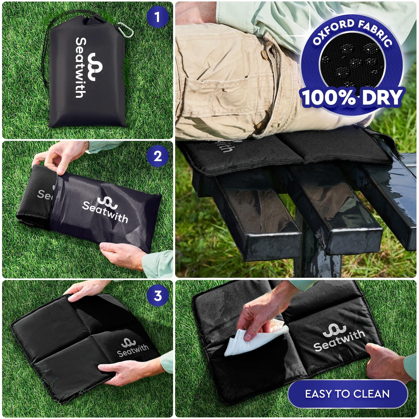 Thermal Foldable Outdoor Seat Cushion with Memory Foam 45x35cm Red