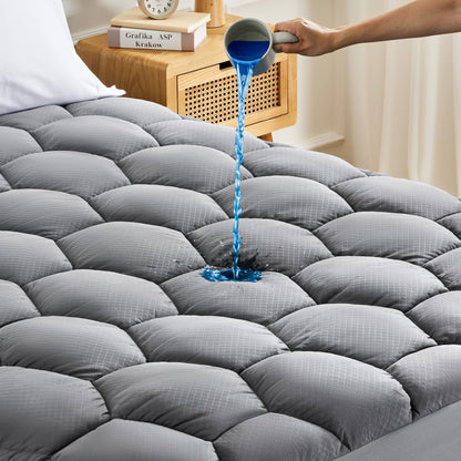 SONIVE Waterproof Mattress Topper Ultra Fluffy Soft Pad Breathable Noiseless Fitted Mattress Thick Protector Premium Alternative Filling Topper for