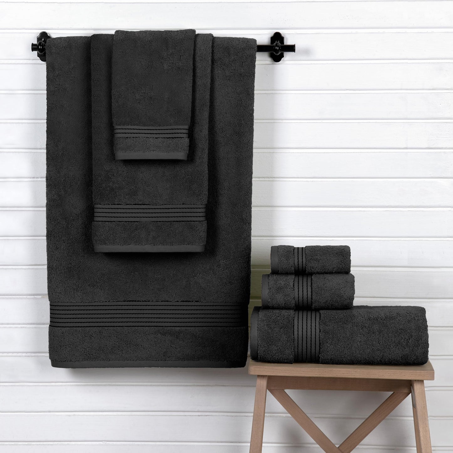 Elegant Comfort Premium Cotton 6-Piece Towel Set, Includes 2 Washcloths, 2 Hand Towels and 2 Bath Towels, 100% Turkish Cotton