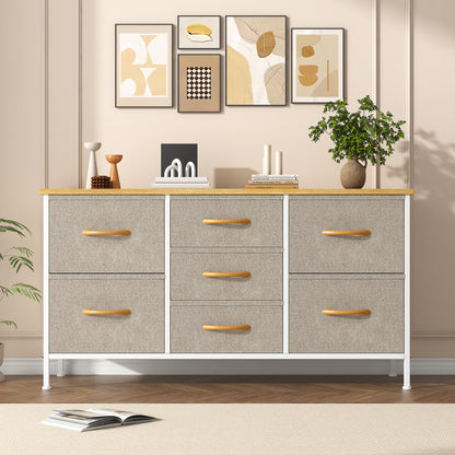 GoaHi Chest of Drawers, Small Dressers with Metal Frame and MDF Wooden Top Board, Adjustable Feet, Anti-Tip Safety