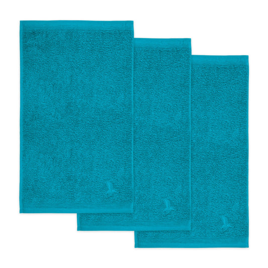 M?ve 3er set Superwuschel guest towel 30 x 50 cm made of 100% cotton, lagoon