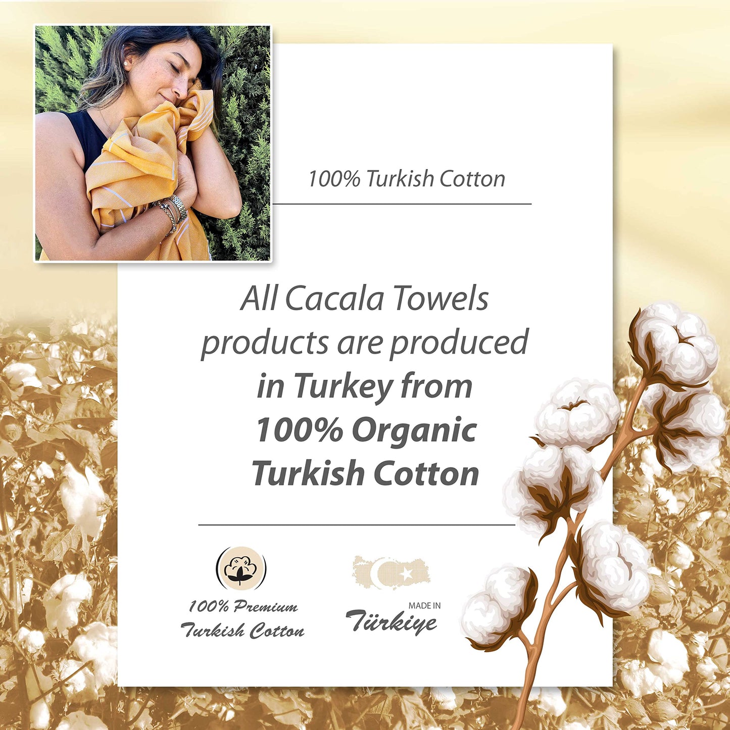 Cacala Pure Series, Cotton, Gray, 37" x 70"