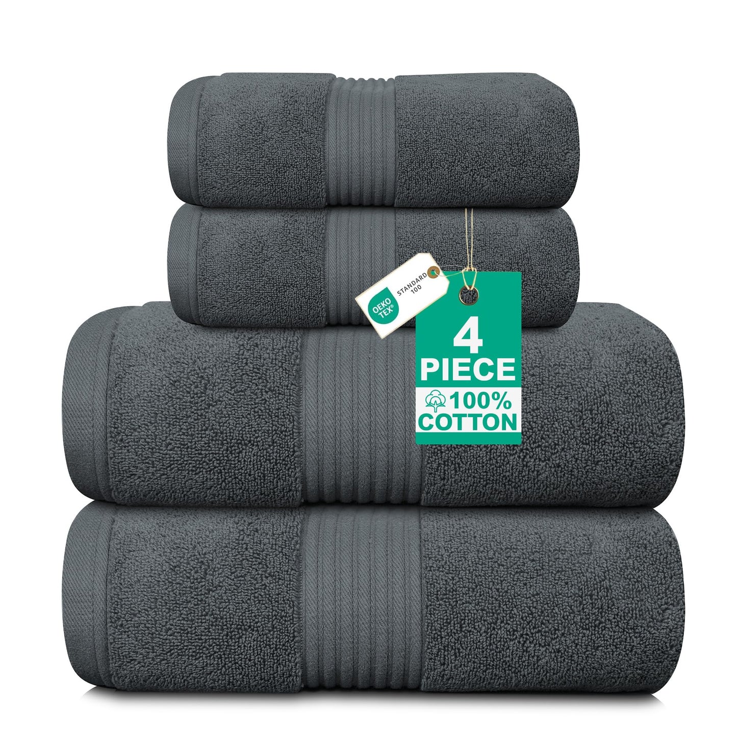 Luxury 4 Piece Towel Bale Set - 2 Bath Towels & 2 Hand Towels (Charcoal)